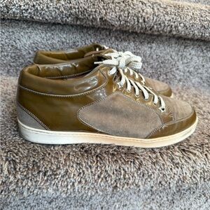 Jimmy Choo Women’s Olive and Beige Patent Leather/Suede Sneakers